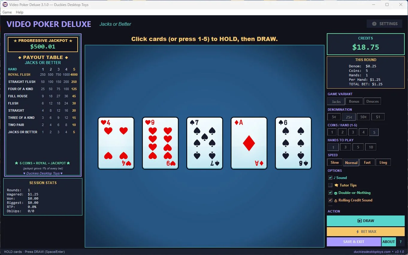 Video Poker Deluxe screenshot